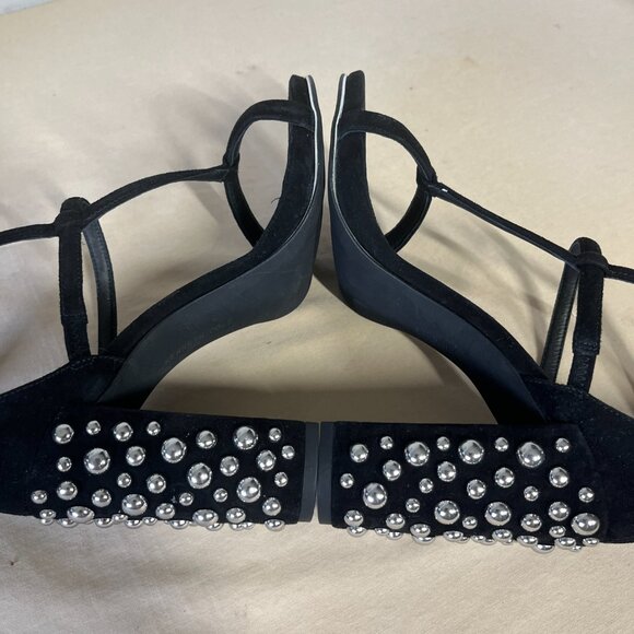 Kenneth Cole New York Sandals 8.5M Black Leather Upper Studded Deandra Suede - Picture 8 of 13